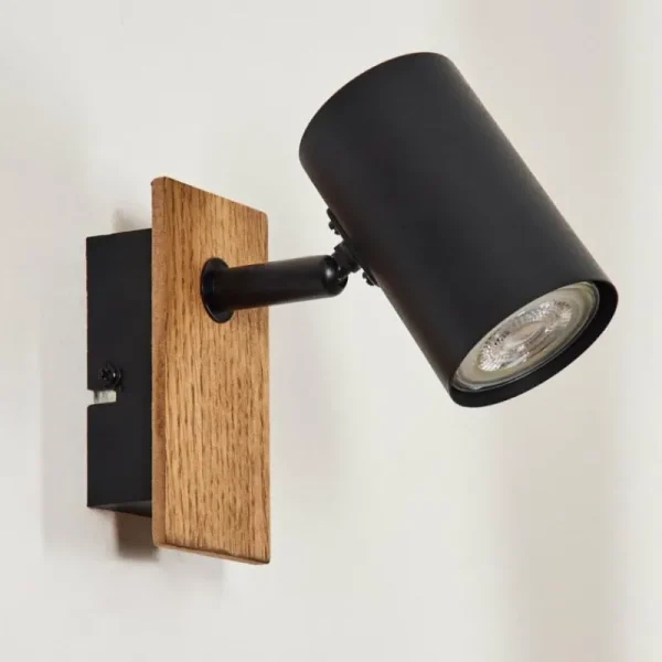 hofstein Guardais Applique murale, Spot mural Brun, Couleur bois, Noir, 1 lumière* Lampes Modernes