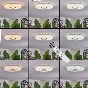 hofstein Hafdhem Plafonnier LED Argenté, 1 lumière, Télécommandes* Lampes Modernes