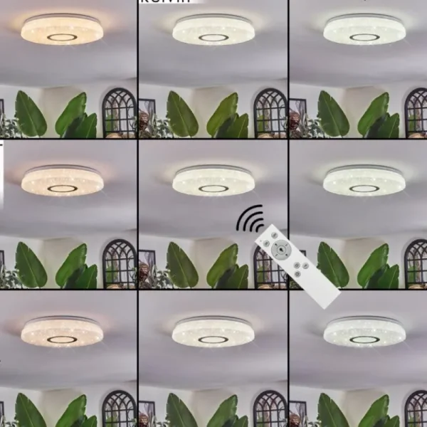 hofstein Hafdhem Plafonnier LED Argenté, 1 lumière, Télécommandes* Lampes Modernes