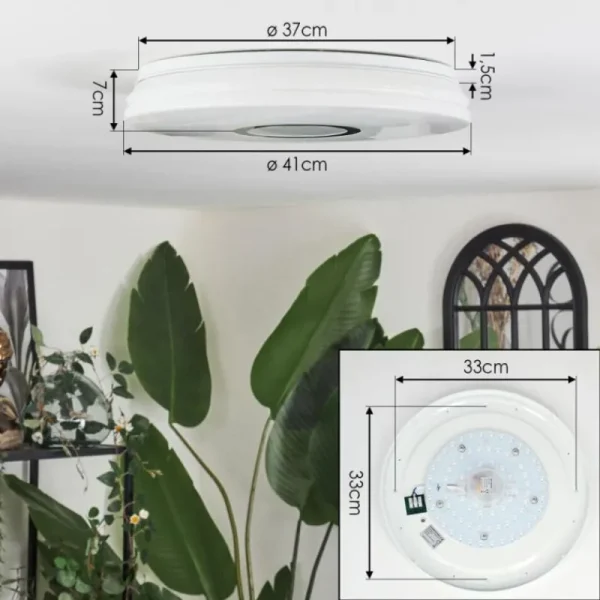 hofstein Hafdhem Plafonnier LED Argenté, 1 lumière, Télécommandes* Lampes Modernes