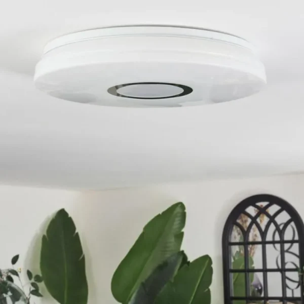 hofstein Hafdhem Plafonnier LED Argenté, 1 lumière, Télécommandes* Lampes Modernes