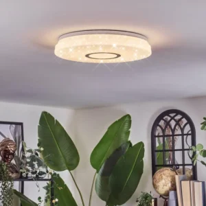 hofstein Hafdhem Plafonnier LED Argenté, 1 lumière, Télécommandes* Lampes Modernes