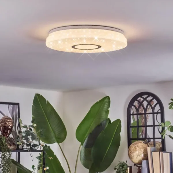 hofstein Hafdhem Plafonnier LED Argenté, 1 lumière, Télécommandes* Lampes Modernes