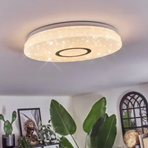hofstein Hafdhem Plafonnier LED Argenté, 1 lumière, Télécommandes* Lampes Modernes