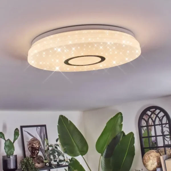 hofstein Hafdhem Plafonnier LED Argenté, 1 lumière, Télécommandes* Lampes Modernes