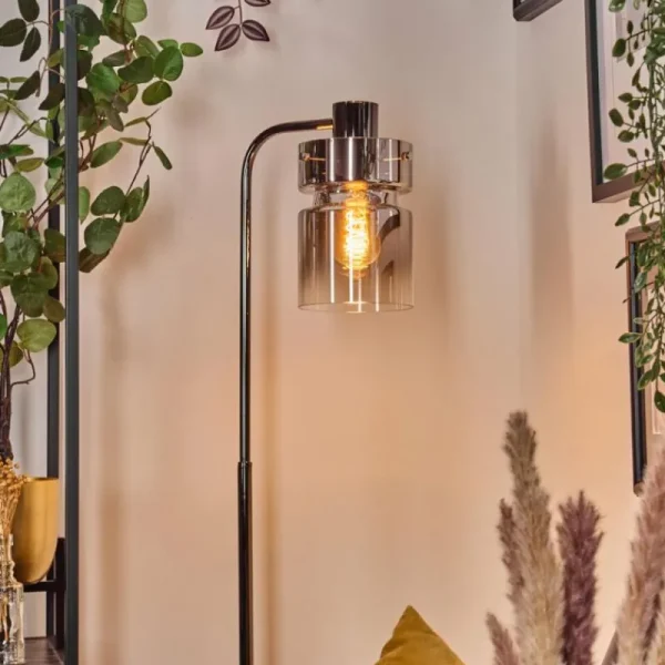 hofstein Hasvik Lampadaire Chrome, Noir, 1 lumière* Lampes Modernes