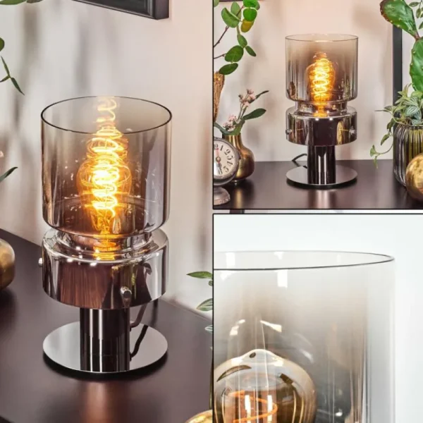 hofstein Hasvik Lampe de bureau, Lampe à poser, Liseuse Chrome, Noir, 1 lumière* Lampes Modernes