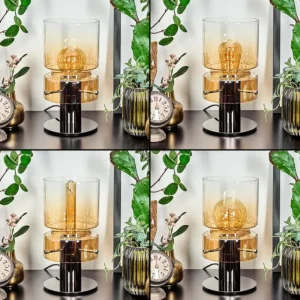 hofstein Hasvik Lampe de bureau, Lampe à poser, Liseuse Chrome, Noir, 1 lumière* Lampes En Verre
