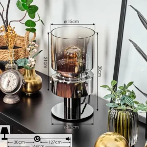hofstein Hasvik Lampe de bureau, Lampe à poser, Liseuse Chrome, Noir, 1 lumière* Lampes Modernes