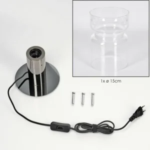 hofstein Hasvik Lampe de bureau, Lampe à poser, Liseuse Chrome, Noir, 1 lumière* Lampes En Verre