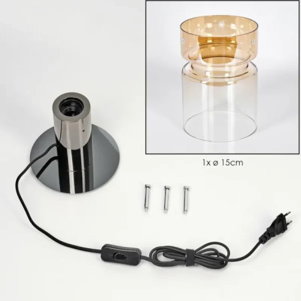hofstein Hasvik Lampe de bureau, Lampe à poser, Liseuse Chrome, Noir, 1 lumière* Lampes En Verre