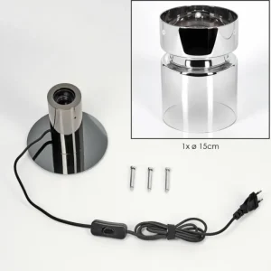 hofstein Hasvik Lampe de bureau, Lampe à poser, Liseuse Chrome, Noir, 1 lumière* Lampes Modernes