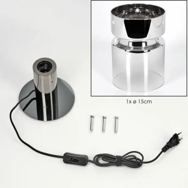 hofstein Hasvik Lampe de bureau, Lampe à poser, Liseuse Chrome, Noir, 1 lumière* Lampes Modernes