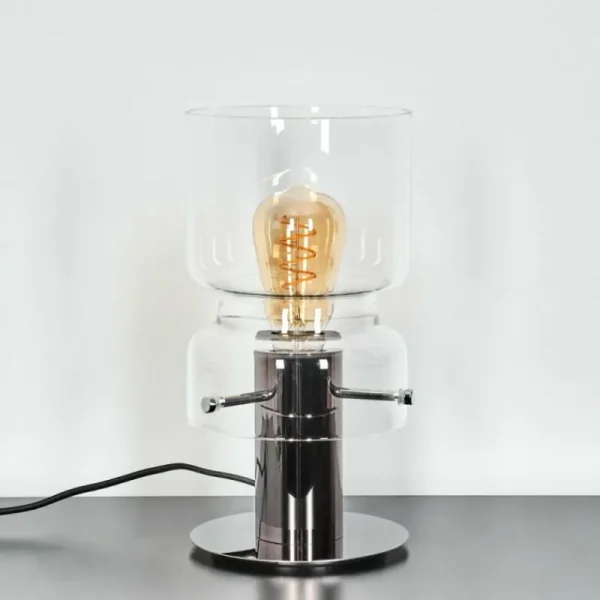 hofstein Hasvik Lampe de bureau, Lampe à poser, Liseuse Chrome, Noir, 1 lumière* Lampes En Verre