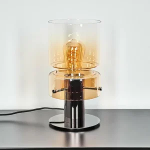 hofstein Hasvik Lampe de bureau, Lampe à poser, Liseuse Chrome, Noir, 1 lumière* Lampes En Verre