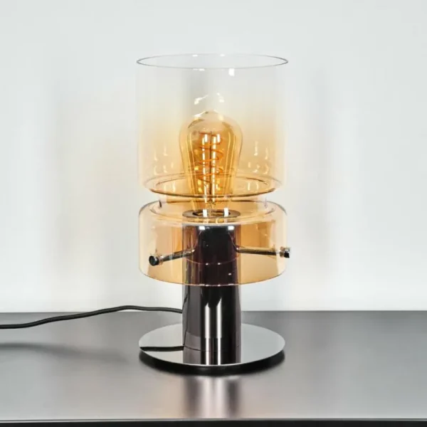hofstein Hasvik Lampe de bureau, Lampe à poser, Liseuse Chrome, Noir, 1 lumière* Lampes En Verre