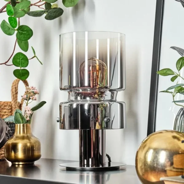hofstein Hasvik Lampe de bureau, Lampe à poser, Liseuse Chrome, Noir, 1 lumière* Lampes Modernes