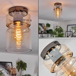 hofstein Hasvik Plafonnier, Spot de plafond Chrome, Fumée, 1 lumière* Lampes Modernes