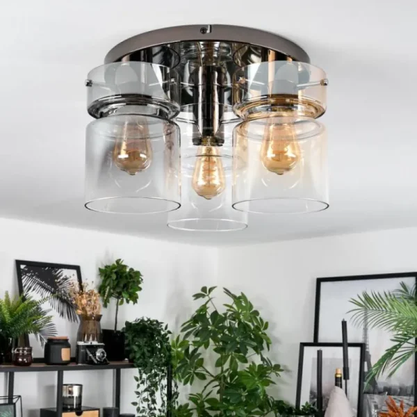 hofstein Hasvik Plafonnier, Spot de plafond Chrome, Noir, 3 lumières* Lampes Modernes