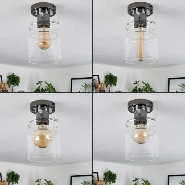 hofstein Hasvik Plafonnier, Spot de plafond Chrome, Fumée, 1 lumière* Lampes Modernes