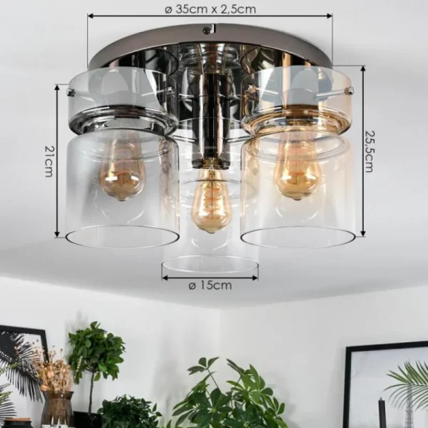 hofstein Hasvik Plafonnier, Spot de plafond Chrome, Noir, 3 lumières* Lampes Modernes
