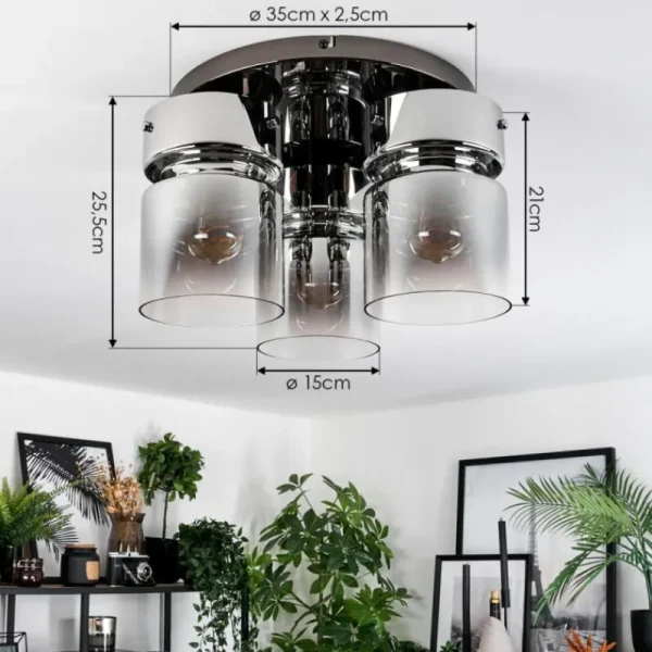 hofstein Hasvik Plafonnier, Spot de plafond Chrome, Noir, 3 lumières* Lampes Modernes