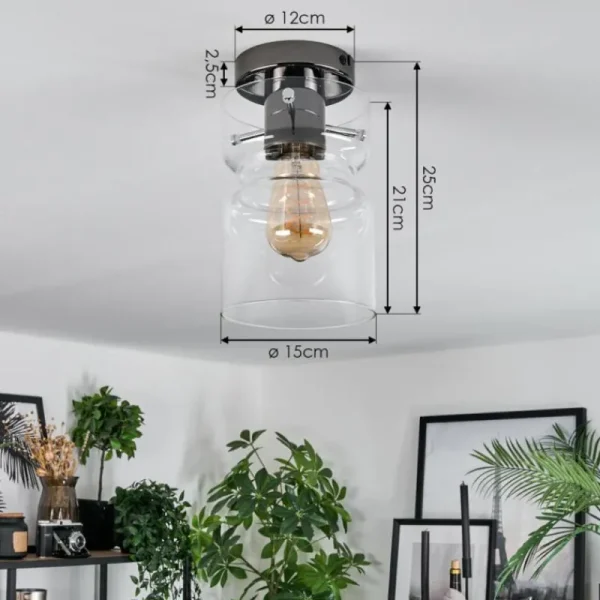 hofstein Hasvik Plafonnier, Spot de plafond Chrome, Fumée, 1 lumière* Lampes Modernes