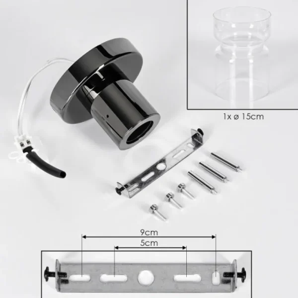 hofstein Hasvik Plafonnier, Spot de plafond Chrome, Fumée, 1 lumière* Lampes Modernes