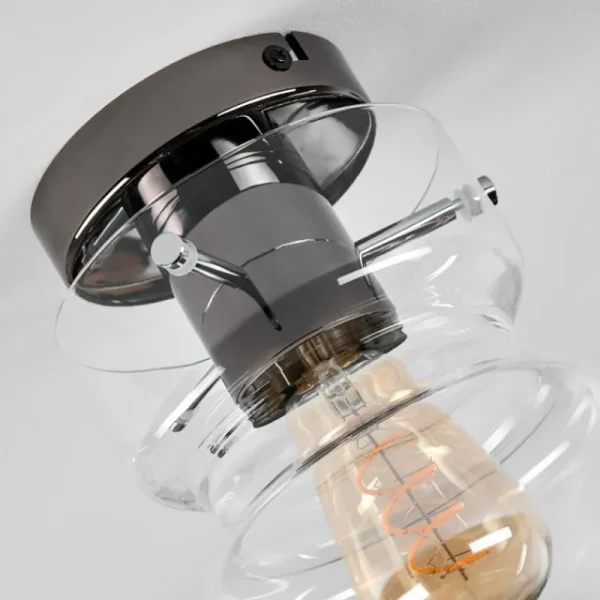 hofstein Hasvik Plafonnier, Spot de plafond Chrome, Fumée, 1 lumière* Lampes Modernes