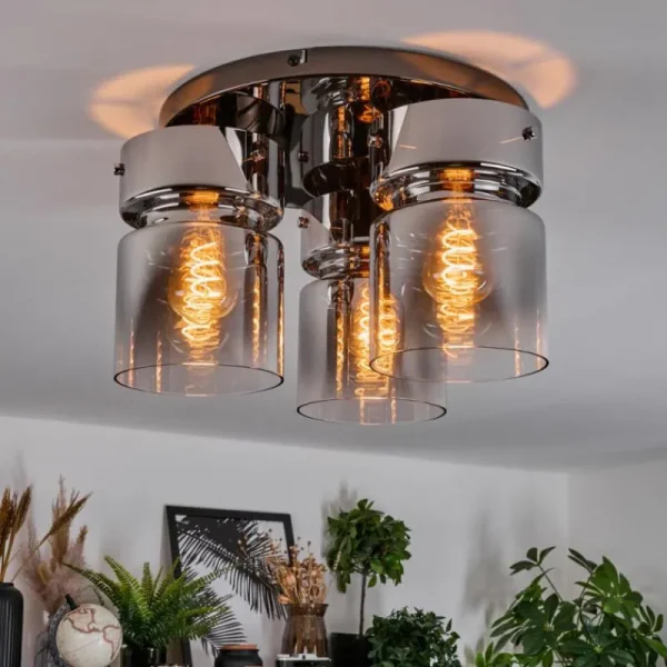 hofstein Hasvik Plafonnier, Spot de plafond Chrome, Noir, 3 lumières* Lampes Modernes