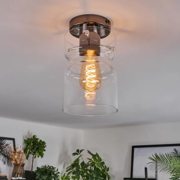 hofstein Hasvik Plafonnier, Spot de plafond Chrome, Fumée, 1 lumière* Lampes Modernes