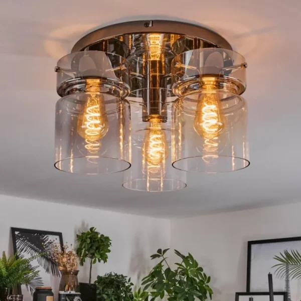 hofstein Hasvik Plafonnier, Spot de plafond Chrome, Noir, 3 lumières* Lampes Modernes