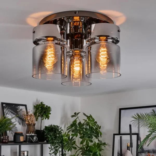 hofstein Hasvik Plafonnier, Spot de plafond Chrome, Noir, 3 lumières* Lampes Modernes