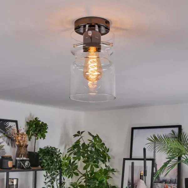 hofstein Hasvik Plafonnier, Spot de plafond Chrome, Fumée, 1 lumière* Lampes Modernes