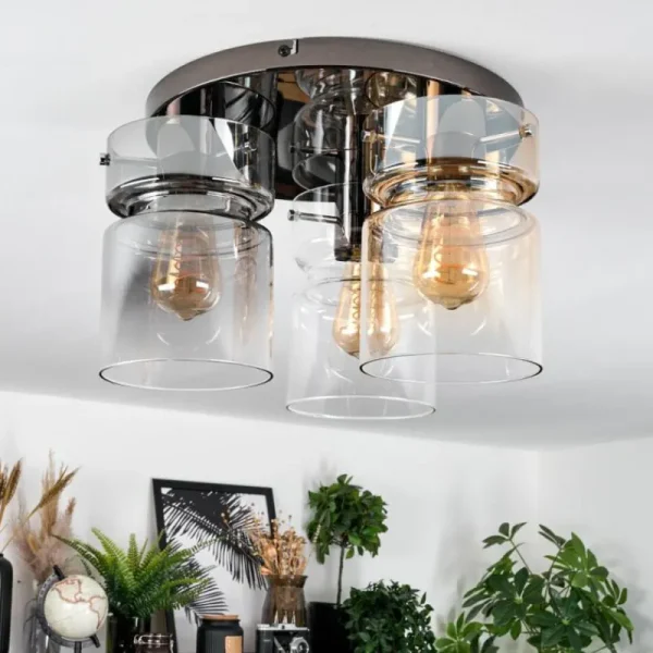 hofstein Hasvik Plafonnier, Spot de plafond Chrome, Noir, 3 lumières* Lampes Modernes