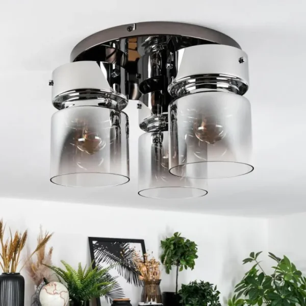 hofstein Hasvik Plafonnier, Spot de plafond Chrome, Noir, 3 lumières* Lampes Modernes