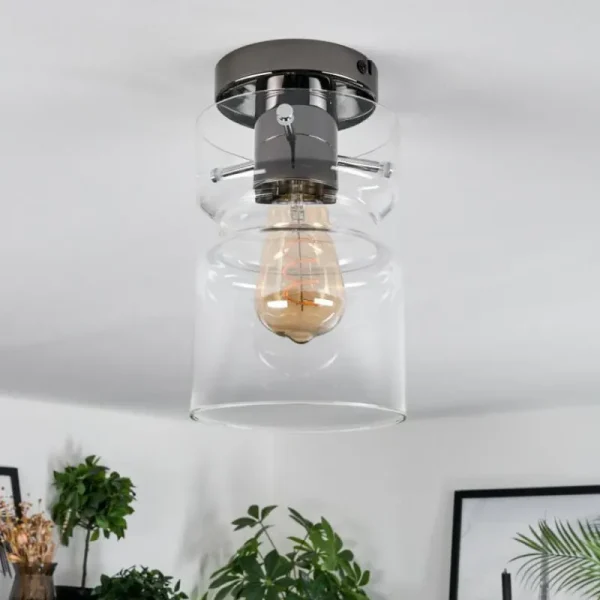 hofstein Hasvik Plafonnier, Spot de plafond Chrome, Fumée, 1 lumière* Lampes Modernes