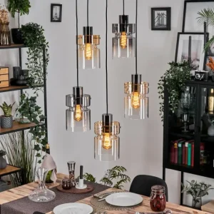 hofstein Hasvik Suspension, Suspension Chrome, Noir, 5 lumières* Lampes Modernes
