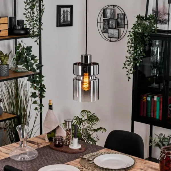 hofstein Hasvik Suspension, Suspension Chrome, Noir, 1 lumière* Lampes Modernes