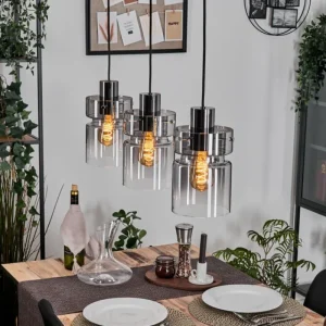 hofstein Hasvik Suspension, Suspension Chrome, Noir, 3 lumières* Lampes Modernes