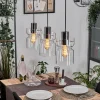 hofstein Hasvik Suspension, Suspension Chrome, Noir, 3 lumières* Lampes En Verre