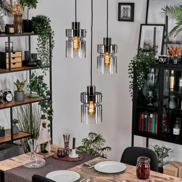 hofstein Hasvik Suspension, Suspension Chrome, Noir, 3 lumières* Lampes Modernes