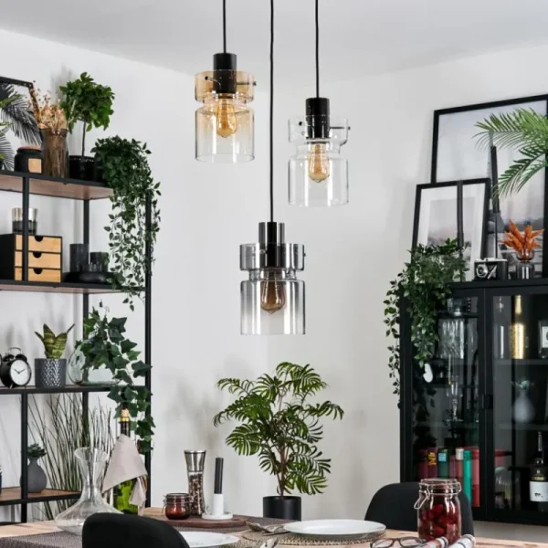 hofstein Hasvik Suspension, Suspension Chrome, Noir, 3 lumières* Lampes Modernes