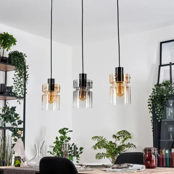 hofstein Hasvik Suspension, Suspension Chrome, Noir, 3 lumières* Lampes Modernes