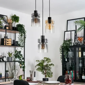 hofstein Hasvik Suspension, Suspension Chrome, Noir, 3 lumières* Lampes Modernes