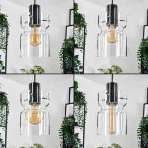 hofstein Hasvik Suspension, Suspension Chrome, Noir, 1 lumière* Lampes En Verre