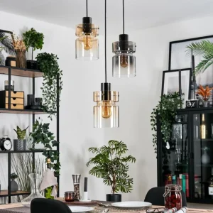 hofstein Hasvik Suspension, Suspension Chrome, Noir, 3 lumières* Lampes Modernes