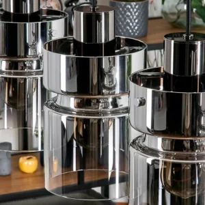 hofstein Hasvik Suspension, Suspension Chrome, Fumé, 4 lumières* Lampes Modernes