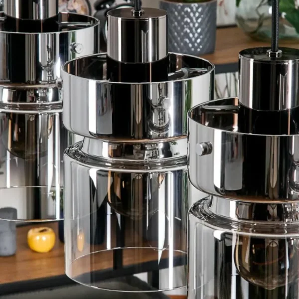 hofstein Hasvik Suspension, Suspension Chrome, Fumé, 4 lumières* Lampes Modernes
