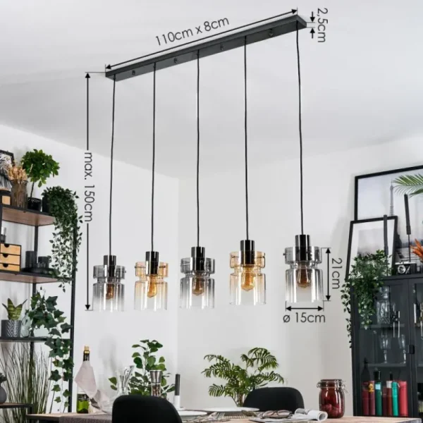 hofstein Hasvik Suspension, Suspension Noir, 5 lumières* Lampes Modernes
